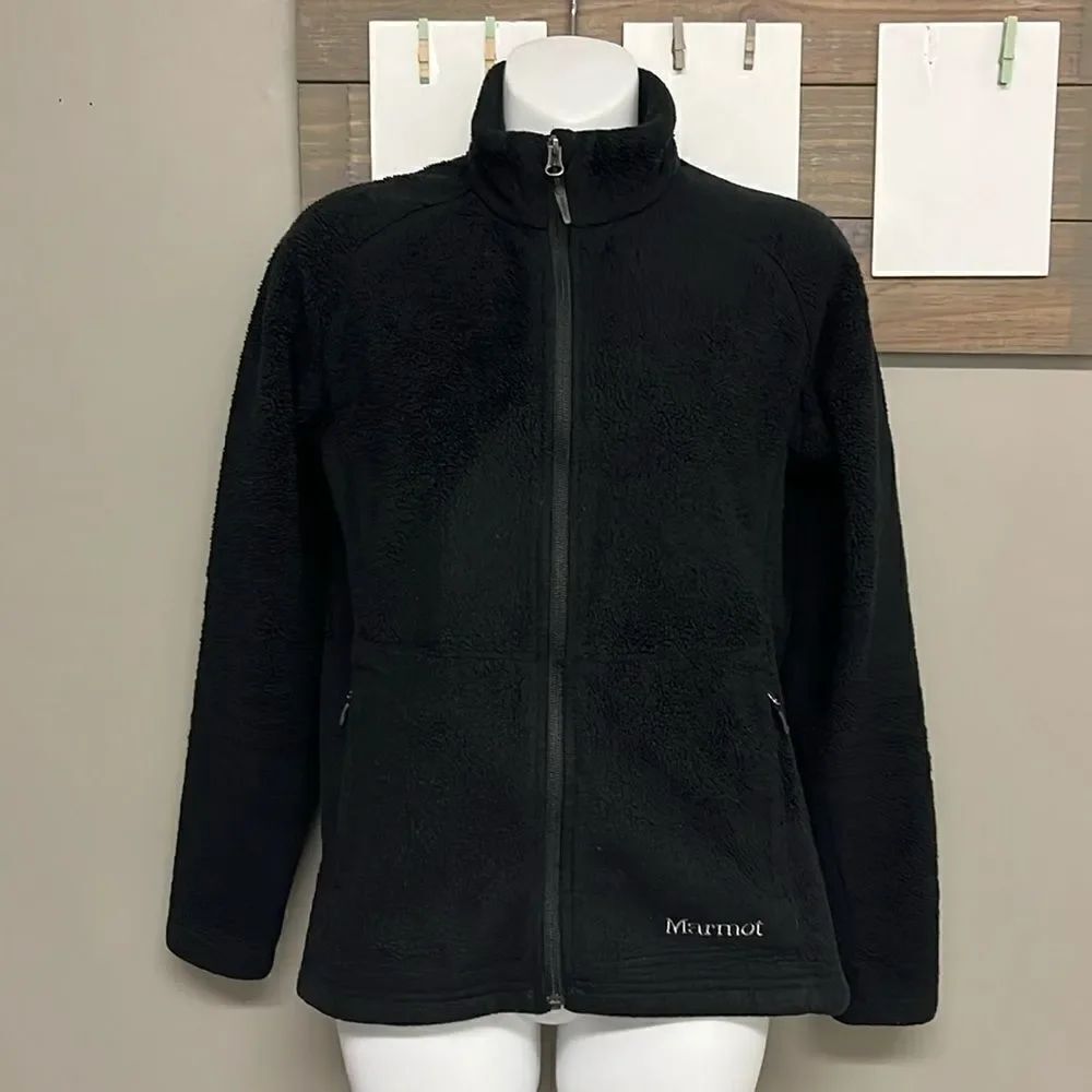Marmot Women’s Black Full Zip Teddy Collared Long Sleeve Jacket w/ Pockets- Med